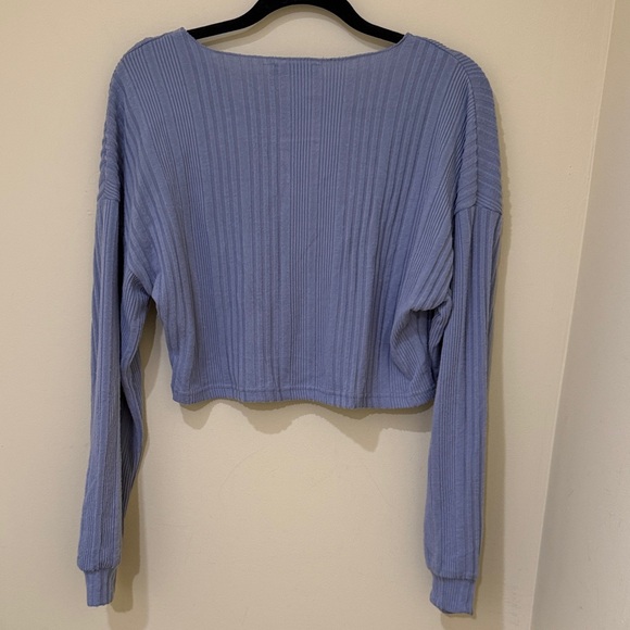 SHEIN Lavender Ribbed Long Sleeve Crop Top Size 8/10 - Picture 3 of 5